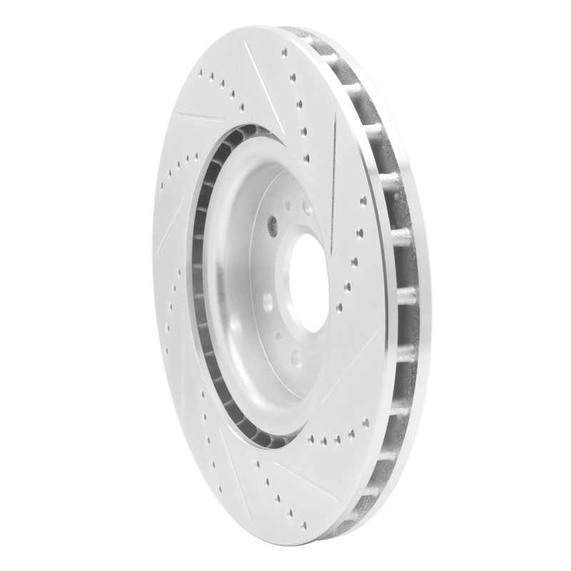 Cadillac STS Brake Rotor (1) - Front Left - R1 Concepts - Drilled & Slotted - Silver - `04-`11